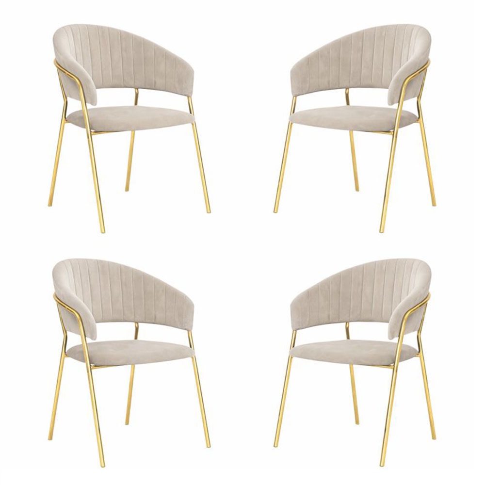 Sedie da sala da pranzo set da 4 aurelia con schienale in velluto grigio tortora.